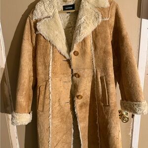 Express Tan Shearling Coat for Women